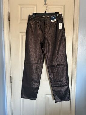 NWT Old Navy high rise OG loose black shine jeans size 6